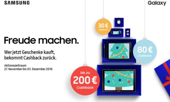 Samsung Cashback Nov bis Dez 2018