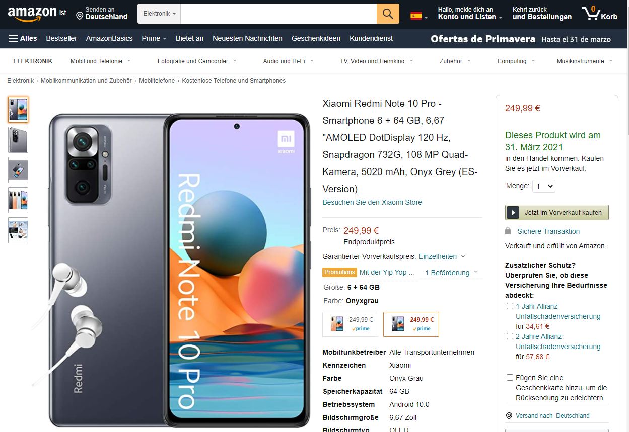 redmi note 10 pro in amazon