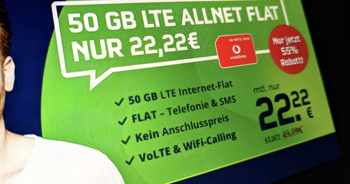 50 Gb Allnet Flat Vodafone 22,22 Euro