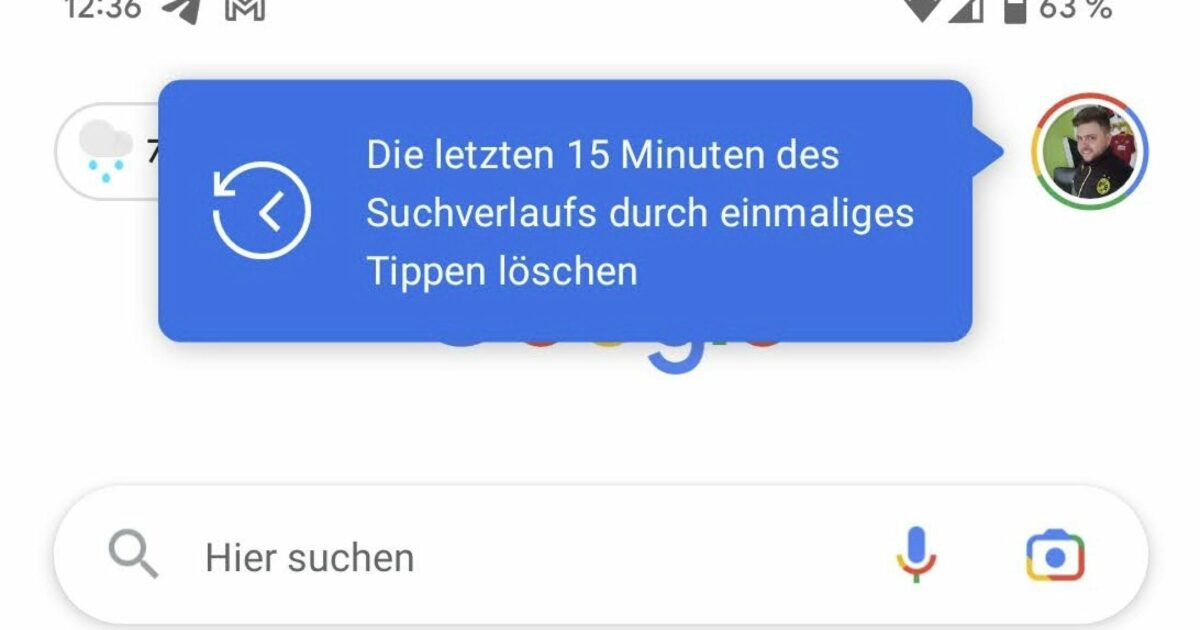 Google App Letzte 15 Minuten